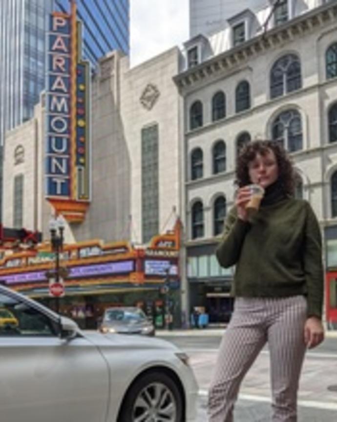 Hannah Creasey outside the Paramount in Boston